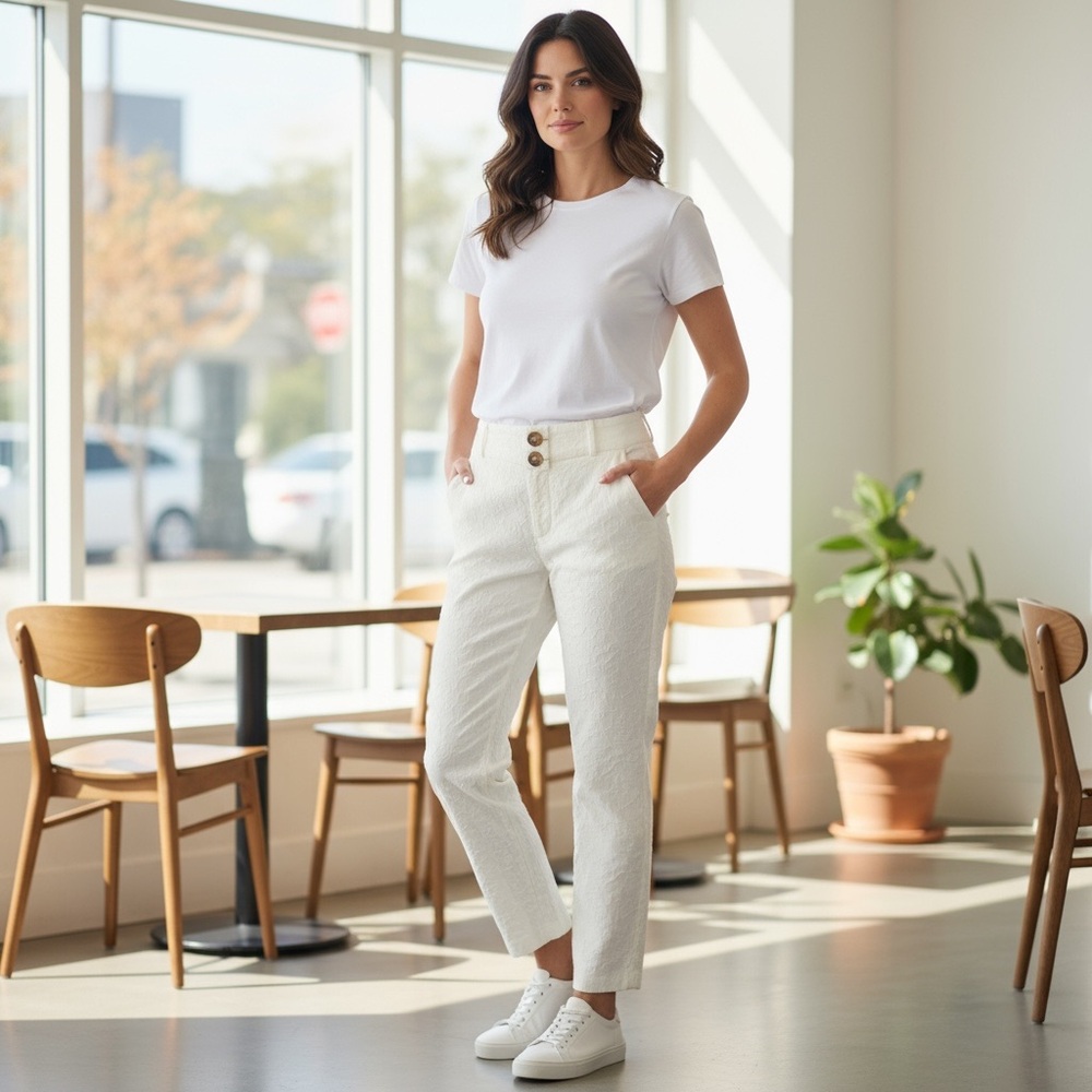 Zac & Rachel Ivory Ankle-Length Jeans